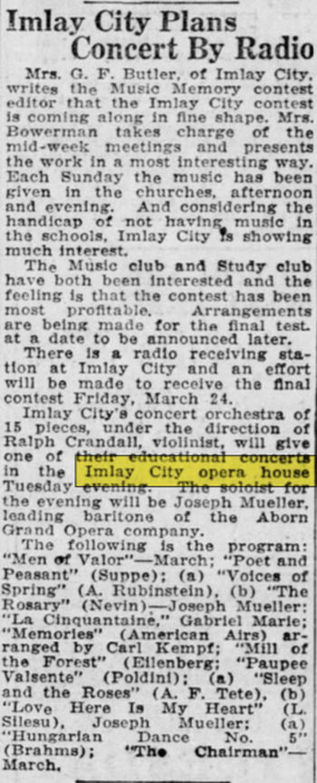 Imlay City Opera House - Mar 10 1922 Article (newer photo)